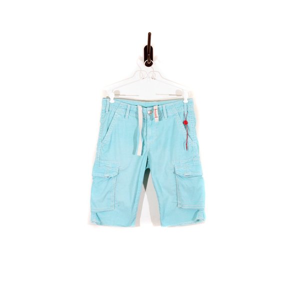 True Religion Other - True Religion Men Blue Anthony Cargo Shorts Cut Off Corduroy Long Flap Pocket 32